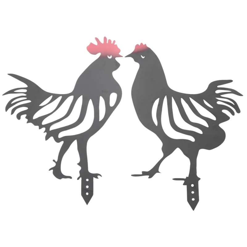 

2 шт. куриный двор искусство Открытый Сад Двор Газон ставки металл куриный двор Декор подарок садовый декор куриный орнамент