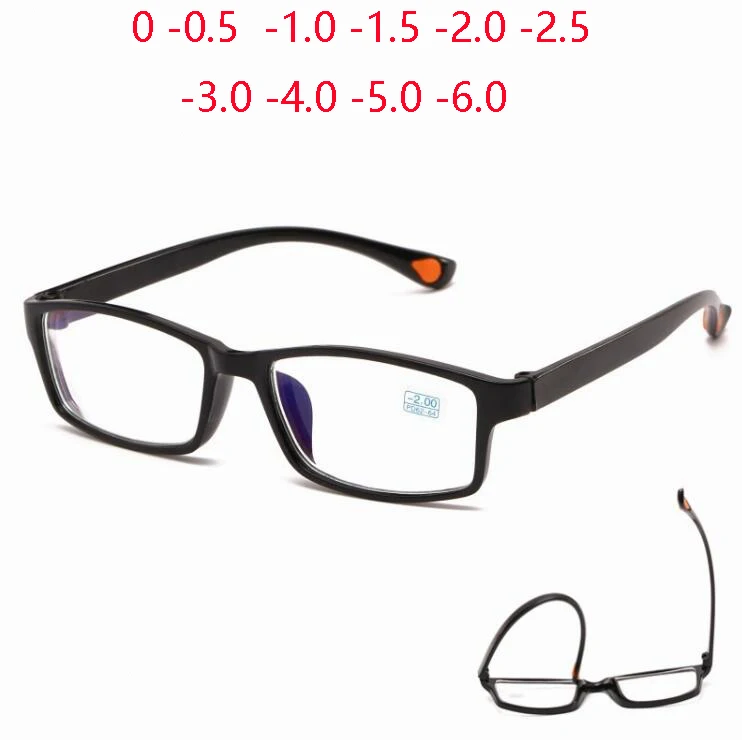 

0 -1.0 -1.5 To -6.0 TR90 Square Student Myopia Glasses Finished Women Men Short-sight Prescription Eyeglasses With Cylinder