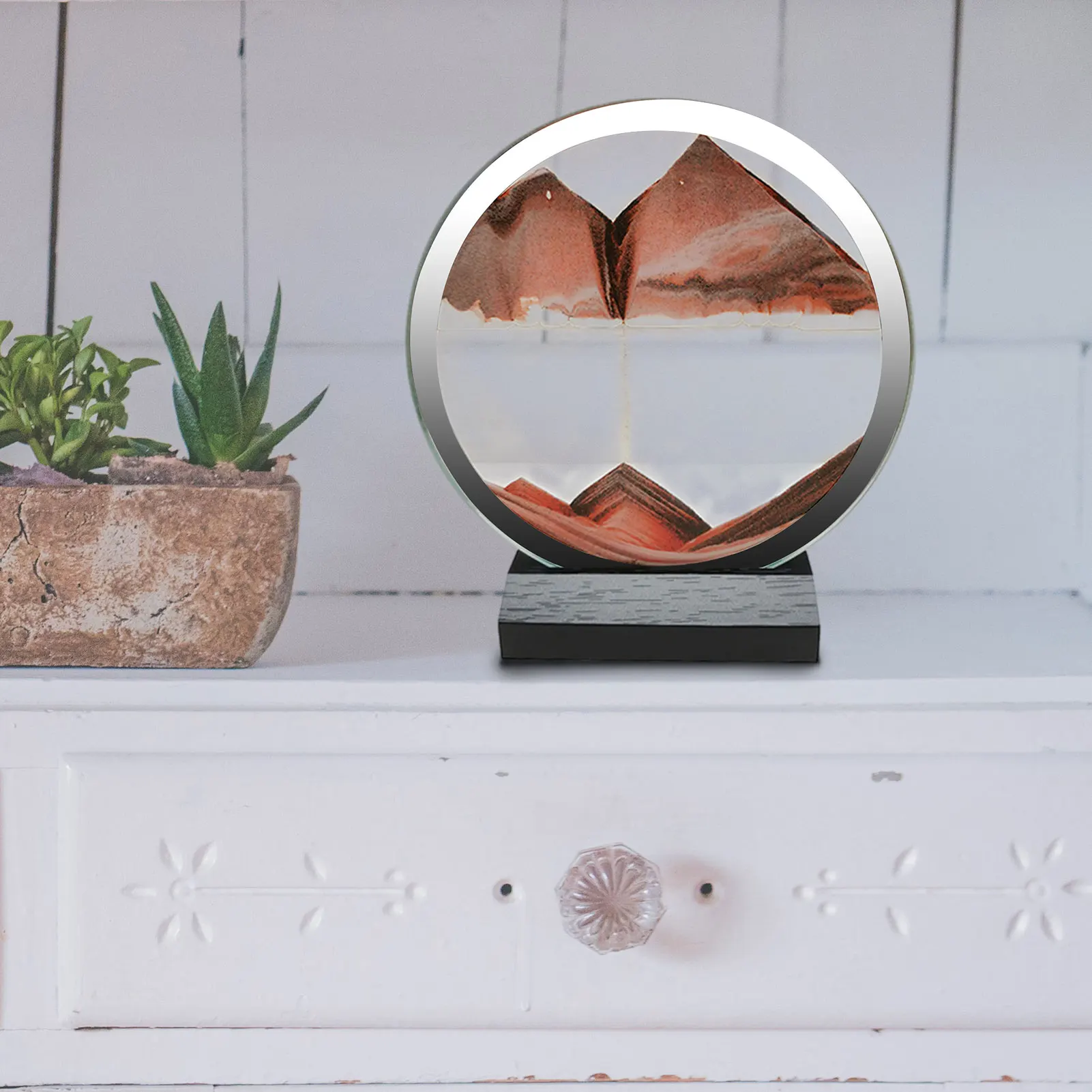 Движущийся песок живопись 3D динамический зыбучий фотоорнамент с круглым