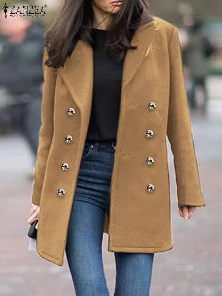 

ZANZEA Women Suits Coats Oversized Fashion Long Sleeve Blazer 2023 Spring Autumn Double-breasted Office Lady Lapel Neck Jackets