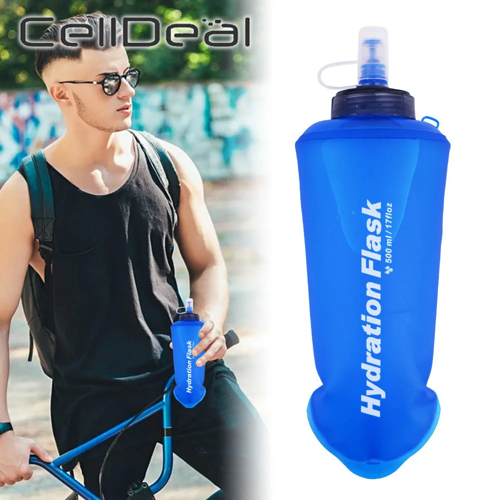 

500ML Hand Held Drinking Bag Soft Water Bottle Flask Waterbag Folding TPU Sports Running Cycling Camping Trail Jogging Drink