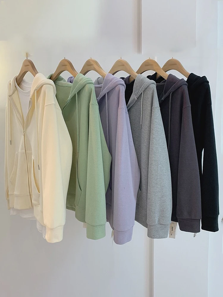 

Женский хлопковый свитшот с капюшоном, повседневный однотонный Кардиган большого размера с длинным рукавом, весна 2023