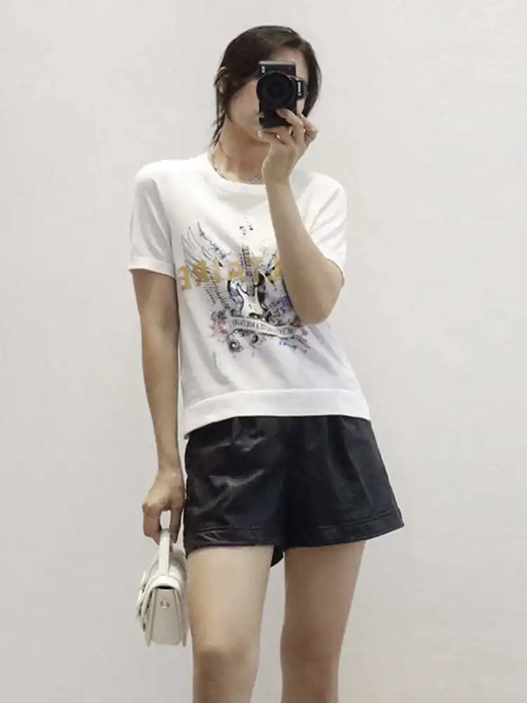 

2022 Spring and Summer New Women Short-sleeved Letter Print Round Neck T-shirt