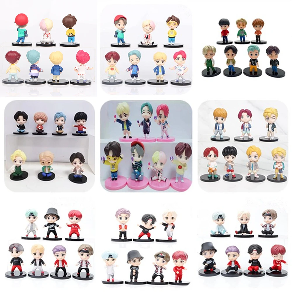 

7Pcs/Set KPOP Bangtan Boys Cartoon Q Version Figure Model Desktop Car Ornaments JungKook Kim Taehyung JIMIN Fans Collections C56