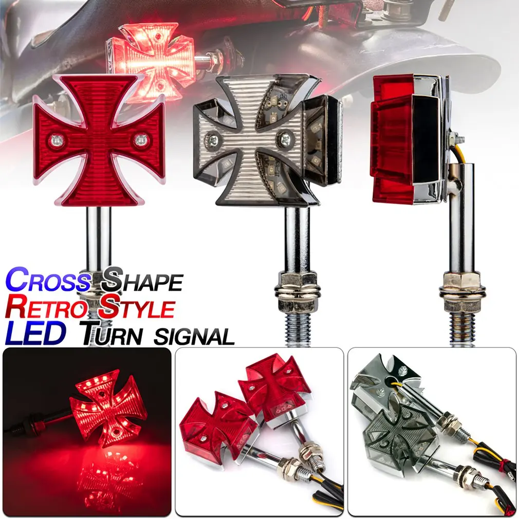

2PCS Motorcycle 12V Turn Signal Cross Red LED Brake Running Turn Signal Indicator Sccoters Motorbike Tail Light Accessories