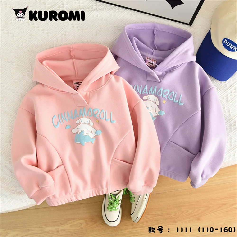 

Kawaii Sanrio Cinnamoroll Anime Children Hooded Sweater Boys Girls Western Style Jacket Cartoon Baby Spring Autumn Loose Hoodie