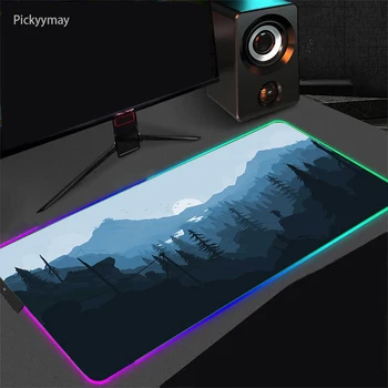 Deep Forest Firewatch RGB Mouse Pad XXL Computer Keyboard Carpet Gaming Accessories LED Gamer PC Backlight Mat USB Desk Mousepad