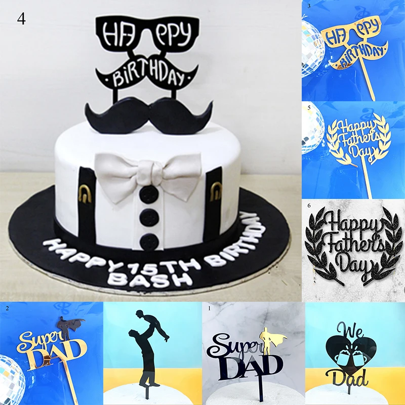 

1pcs Crown Mustache Father Cake Topper Dad Father Birthday Cake Topper for Father's day Daddy Birthday Party Cake Decorations