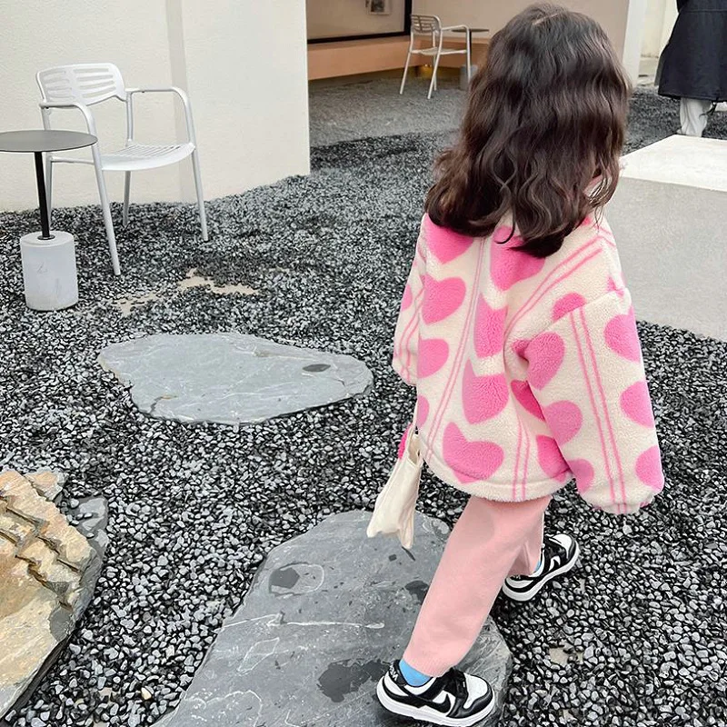 

Coats 7 9 13 11 For Faux 14years 6 12 Clothing Pattern Winter Jackets Children's Girls Fur Heart Kids 10 8 Woolen Fashion Korean