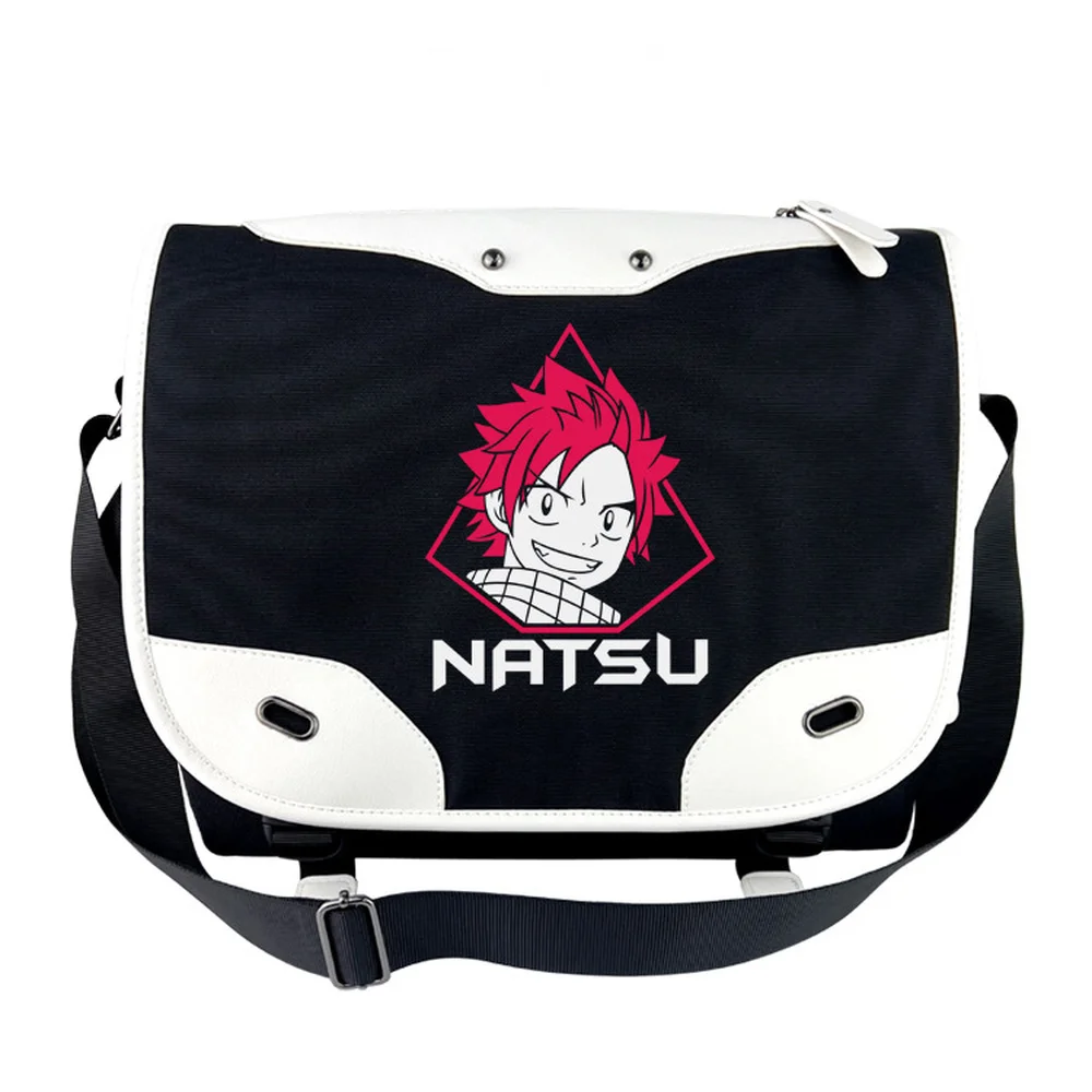 

Сумка-мессенджер через плечо с аниме «Фея хвост», Повседневная дорожная школьная сумка для книг и ноутбука, черно-белая