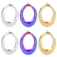 6pcslot hollow out glossy oval charms for jewelry making supplies handmade earrings charm diy geometric stainless steel pendant