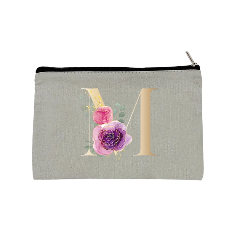 

Косметичка с акварельными цветами и надписью, портативная косметичка, высококачественная женская косметичка для хранения вещей, несессер для макияжа