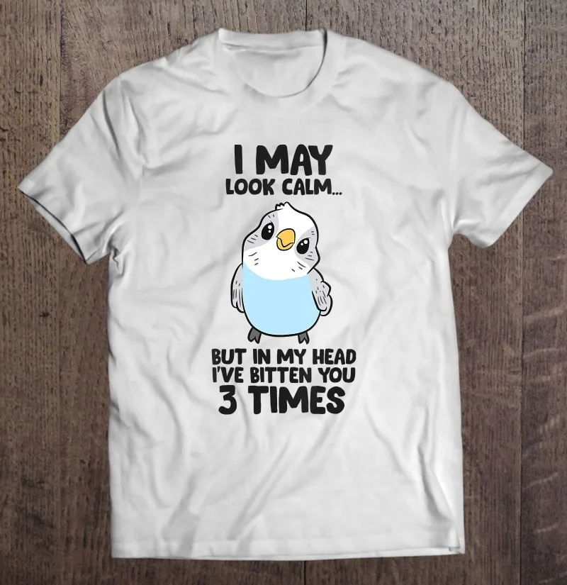 

Забавная Мужская футболка Wo men s с парашютом в моей голове, Ihas Bitten You 3 раза, Budgie, мужские футболки, мужская футболка