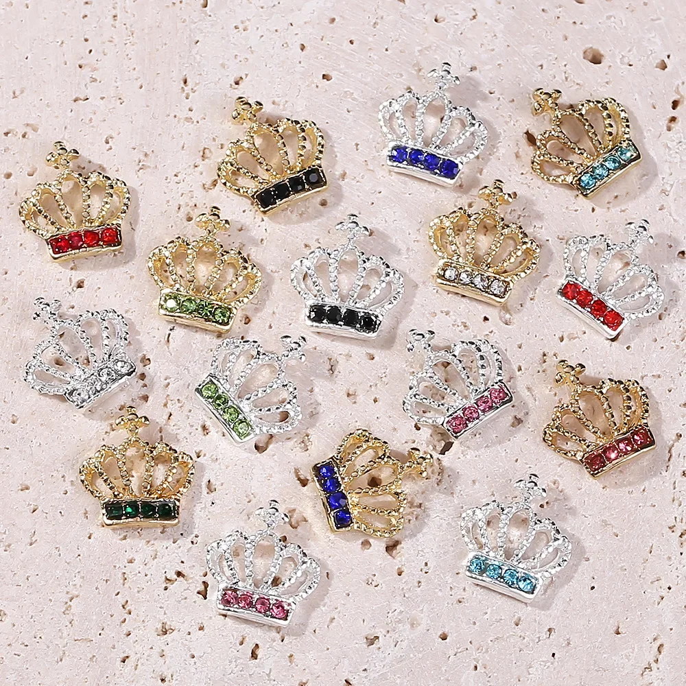

10PCS Bulk Supply Beauty Salon Diamond Crown Alloy Nail Art Accessories Crystal Rhinestone Gem Decoration Metal Charm