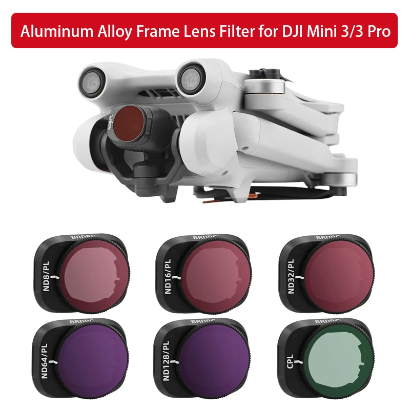 

Aluminum Alloy Frame Lens Filter for DJI Mini 3/3 Pro Camera UV CPL ND8PL ND16PL ND32PL ND64PL Filters Kit Drone Accessories