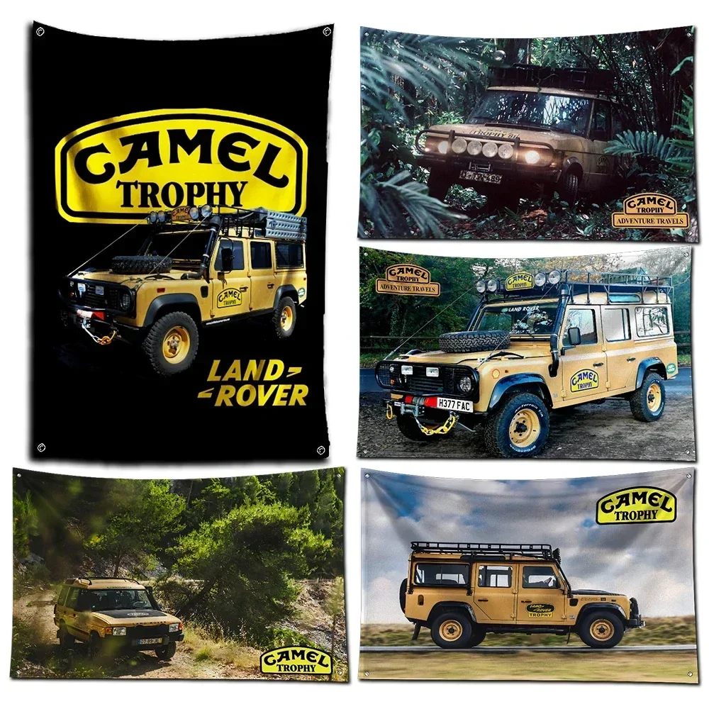 Фото 3x5 футов CAMEL TROPHY Автомобильный флаг Полиэстер с цифровой печатью Автомобильный баннер для гаража Настенное украшение для двери с латунными втулками №1