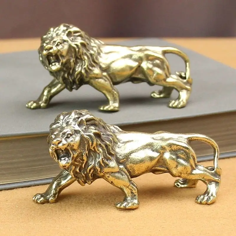 

Pure copper lion ornaments, brass jungle king creative little lion brass lion small copper ornaments, copper ware ornaments