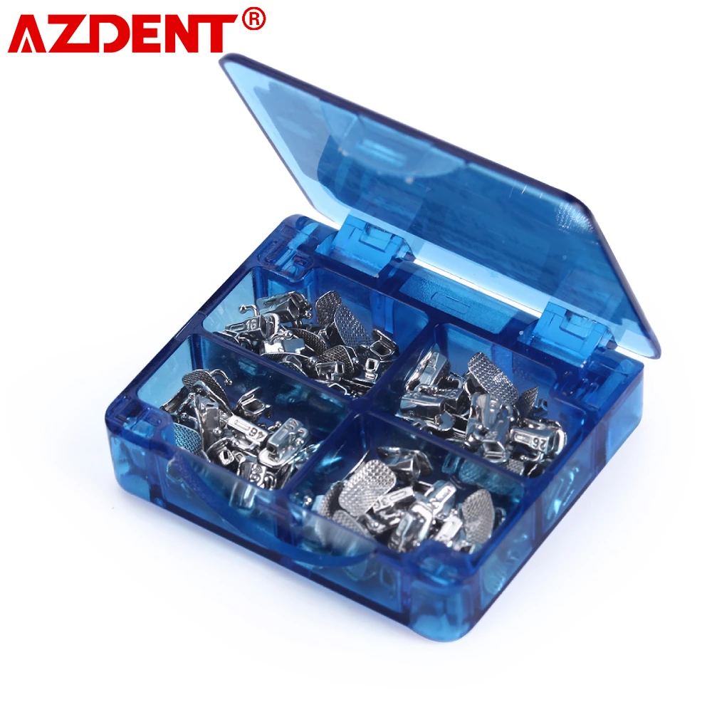 

AZDENT 20Sets 80pcs Dental Orthodontic Buccal Tube Split Welding Non-Convertible Bonding 1st 2nd Molar MBT Roth 0.022 0.018