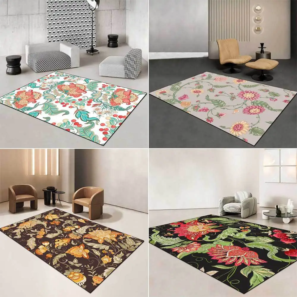 

Gorgeous flowers print living room non-slip mat home living room large rug
