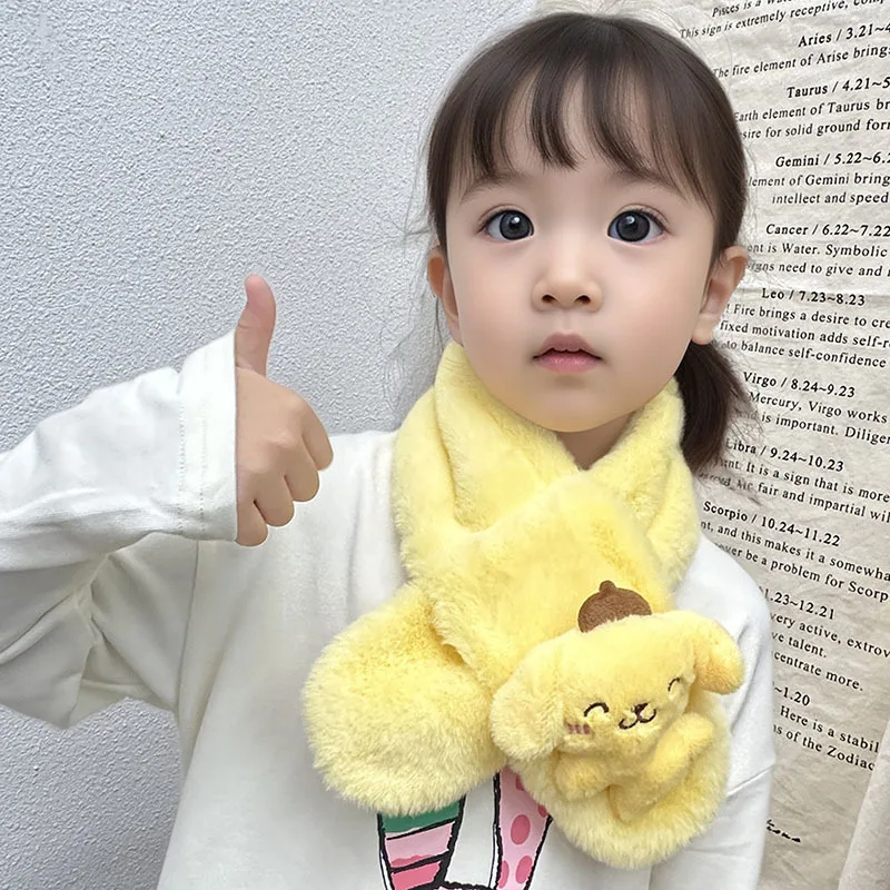 

Детский плюшевый шарф Hello Kitty, милый аниме Sanrio Kuromi Cinnamoroll My Melody, однотонный мультяшный детский теплый шарф, подарок для девочки