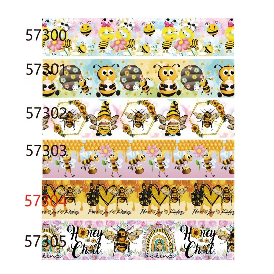 

10 ярдов лента с принтом пчелы для подарков Упаковка Hairbows Аксессуары для шитья брелок материалы ручной работы