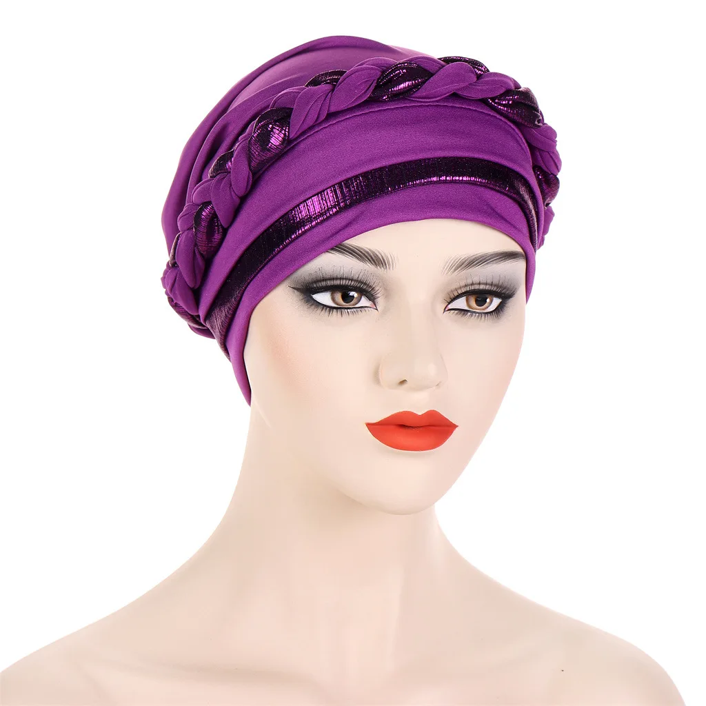 Women Ramadan Clothing Braid Hijabs for Women Elastic Muslim Turban Hijab Bonnets Elegant Arabic Headscarf for Female