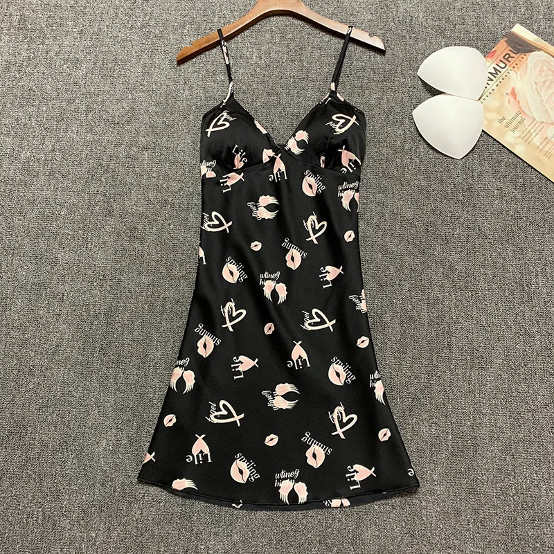 Women Cotton Sleepwear Casual Zebra Sleep Sleeveless Dress Pajamas