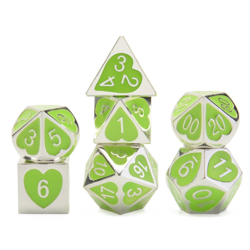 

New Arrival Dice Set 7pcs Zinc Alloy Polyhedral Dices D4 D6 D8 D10 D% D12 D20 For Role Playing Game MTG Table Games Props