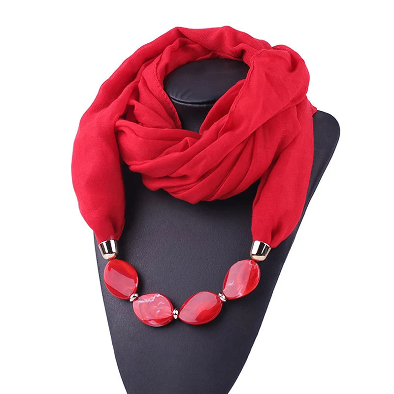 

Solid Color Jewelry Statement Necklace Pendant Scarf Women Bohemia Neckerchief Foulard Femme Accessories Hijab Stores