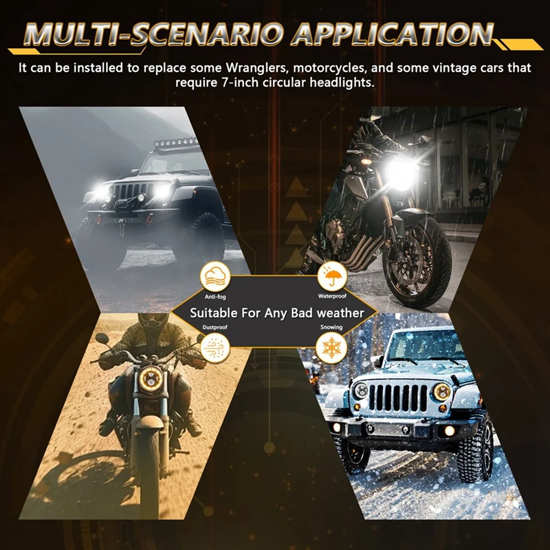 Круглая 7-дюймовая светодиодная фара для бездорожья с дальним ближним светом DRL
