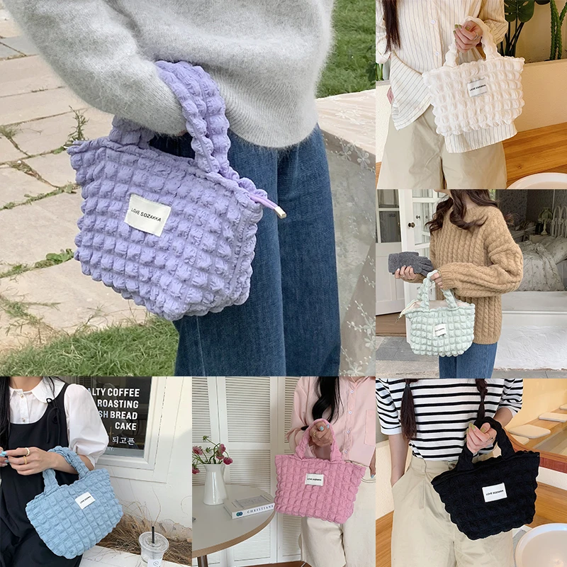 

Женская сумка-шоппер из мягкой ткани, с молнией и пузырьками