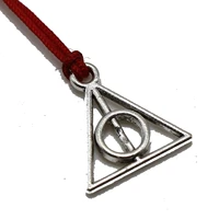 100 tibet silver tone alloy triangle round deathly hallows charms pendants 13mm