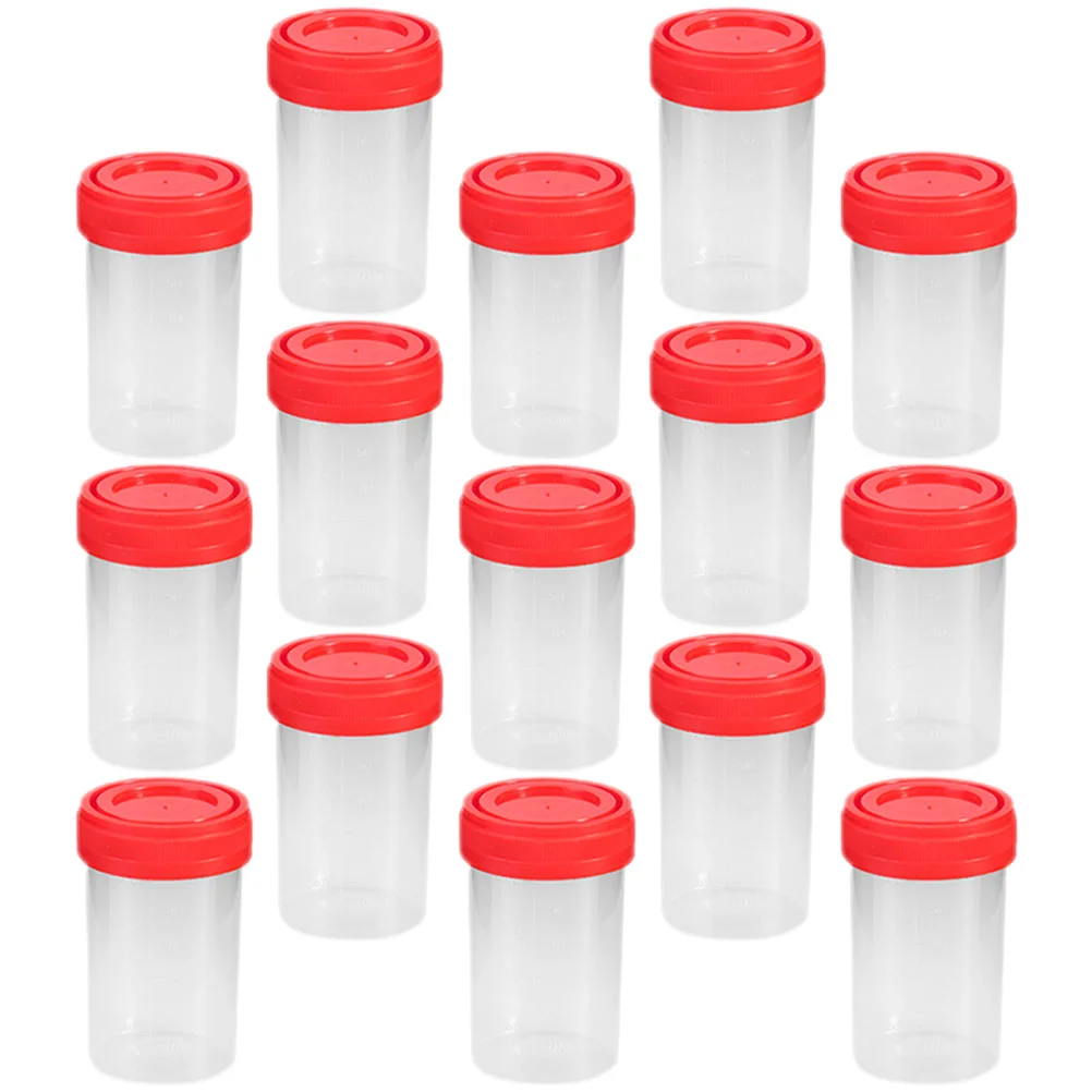 

15 Pcs Sampling Cup Urine Fluid Sample Laboratory Specimen Bottle Lid Pee Container Plastic Graduated Man Containers Jar