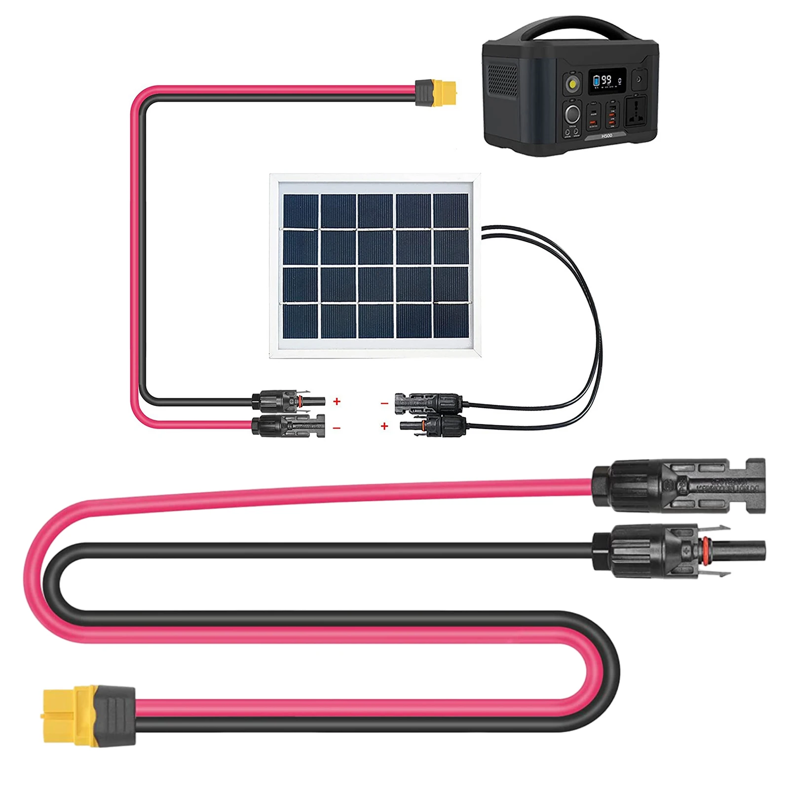 

Solar Connector To 0 Adapter Solar Charge Cable Connector Portable Power Station & Solar Generator Cable 12AWG