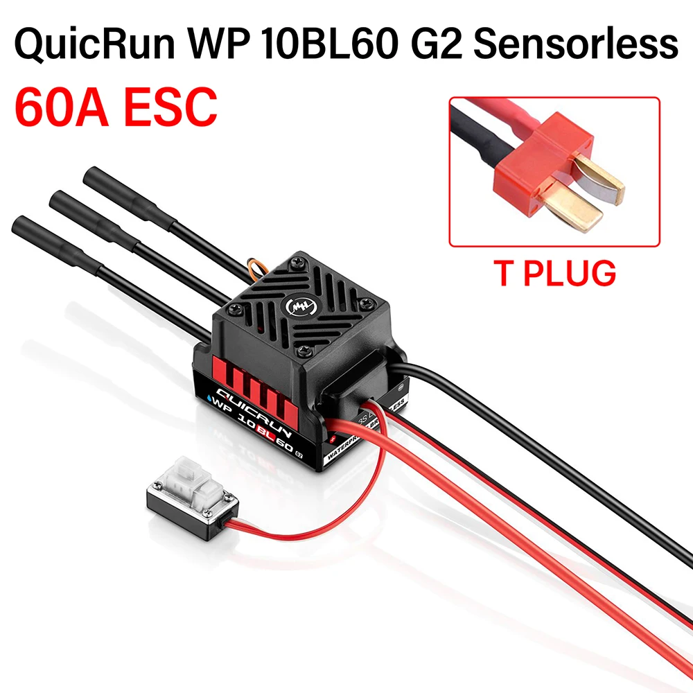 Фото HobbyWing QuicRun WP 10BL60 RC ESC Бесколлекторный регулятор скорости 60A Sensorless для радиоуправляемых моделей 1/10: багги, трак, монстр-трак, рок-краулер, игрушечные ESC №4