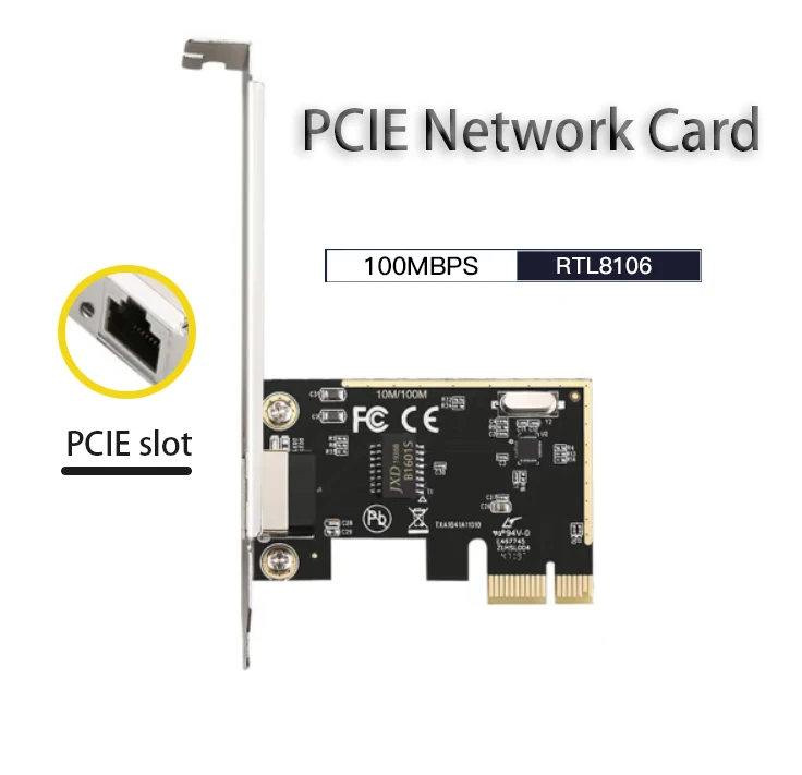 

10/100Mbps wired Home Office Game PCIE Network card for Desktop PC PCI Express RTL8106E RJ-45 LAN Adapter gaming Fast Ethernet