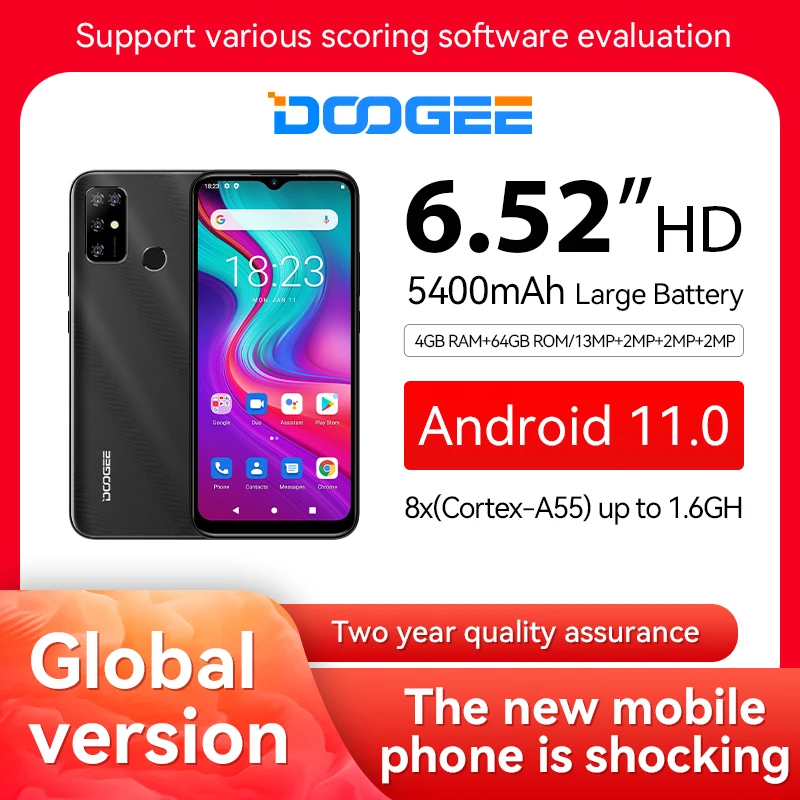 

DOOGEE X96 Pro Cellphones 4GB RAM 64GB ROM Octa Core 13MP Quad Camera Smartphones Celular Mobile Phone Android 11 5400mAh