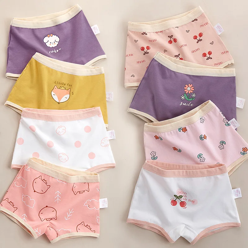 

3-8 years old girls cotton boxer briefs class A antibacterial small fresh girls