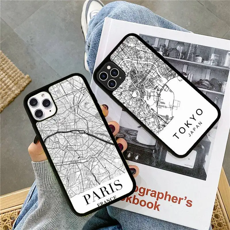 

World Map Travel Country Sketch City Phone Case Silicone PC+TPU Case for iPhone 11 12 13 Pro Max 8 7 6 Plus X SE XR Hard Fundas