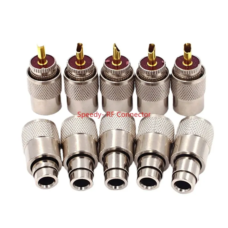 

SL16 PL259 UHF Male Plug Connector SL16 UHF Male Solder for RG58 RG142 LMR195 RG400 Cable Coaxial Fast Delivery Brass Copper