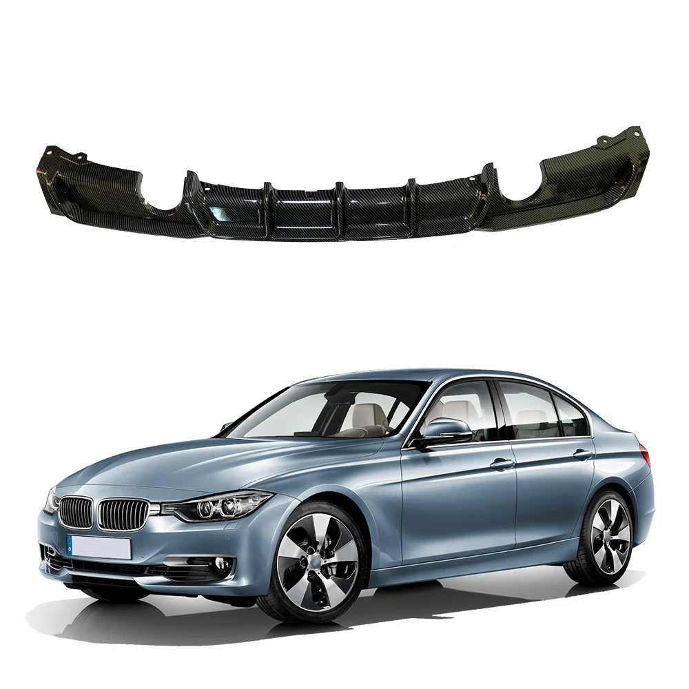 

Задний диффузор, бампер для BMW F30 3 серии 2012-2018, стильный спойлер из углеродного волокна, 2 выхлопных сплиттера, комплект для украшения автомоб...