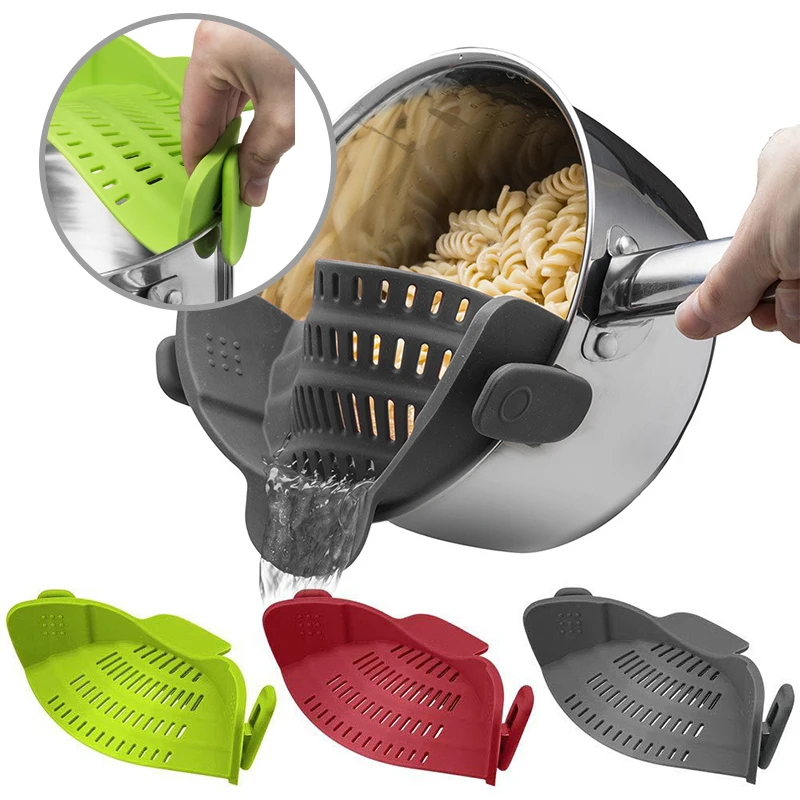 

Бытовая Регулируемая многофункциональная кастрюля с отверстиями, край, герметичная Силиконовая зажим, стильный фильтр для спагетти и воды, кухонные инструменты