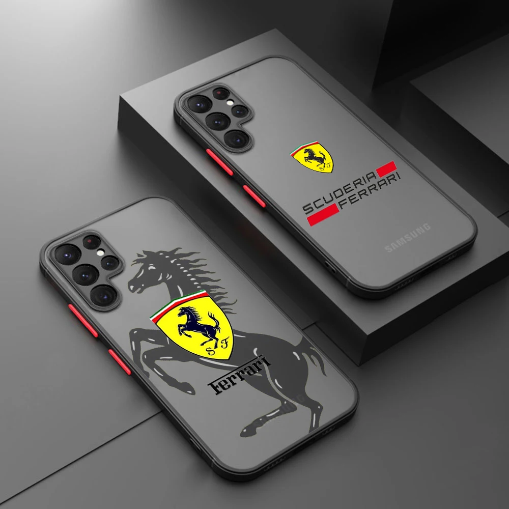 

Ferrari Cool For Samsung Galaxy S23 S22 S21 S20 FE Ultra Plus S10 Lite 5G Frosted Translucent Phone Case