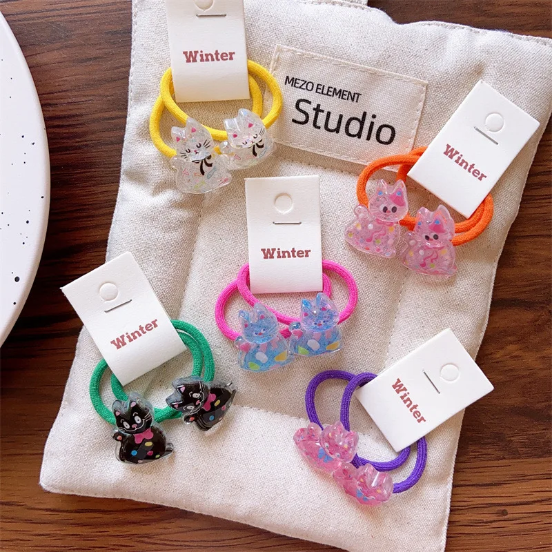 Новые корейские милые детские резинки для волос с котом акриловая прозрачная