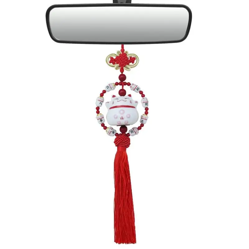 

Cartoon Lucky Cat Accessories Hanging Pendants Cute Ornament For Girls Auto Rearview Mirror Decoration Car Accessories Interior