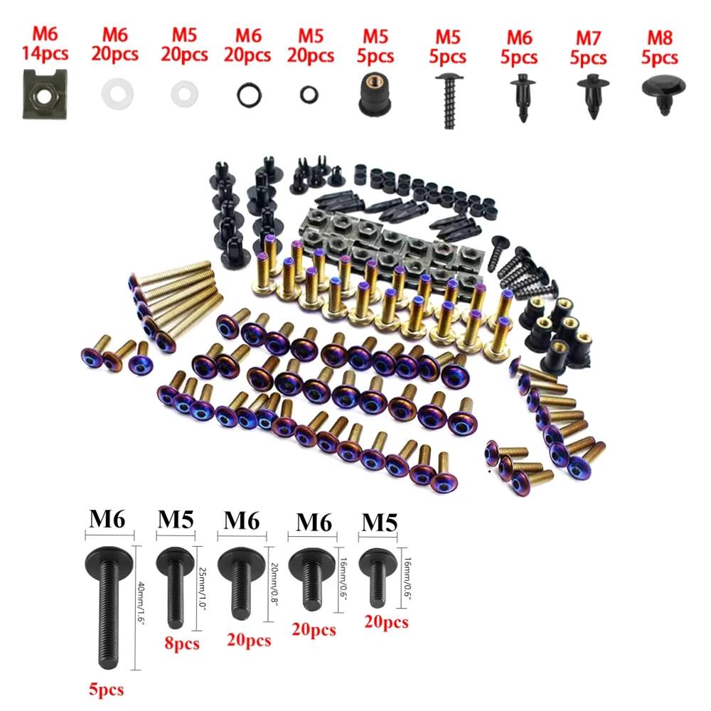

195 шт., титановые винты для кузова мотоцикла, комплект болтов для обтекателя для BMW S1000RR 2009 2010 2011 2014 2015 2016 2017 2018 2019
