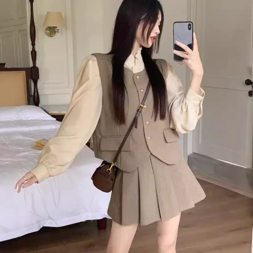 Стильная утягивающая плиссированная юбка с высокой талией женский модный костюм