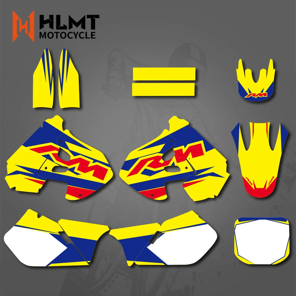 Фото HLMT наклейки для мотокросса, графический комплект для Suzuki RM125 RM250 1999 2000 RM 125 250, внедорожный мотоцикл, индивидуальная графика №2