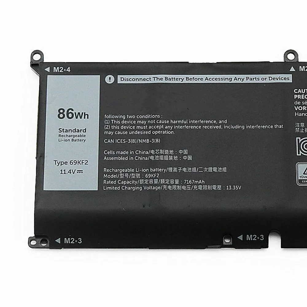 Новый аккумулятор 11 4 V 86WH 69KF2 8FCTC 70N 2F для Dell Alienware M15 M17 R3 XPS 15 9500 G7 7500 Precision 5550 P100F P45E P91F
