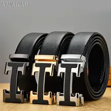 Genuine Leather Designer male 's Belts Black High Quality Automatic Buckle Belt Business Strap Belts